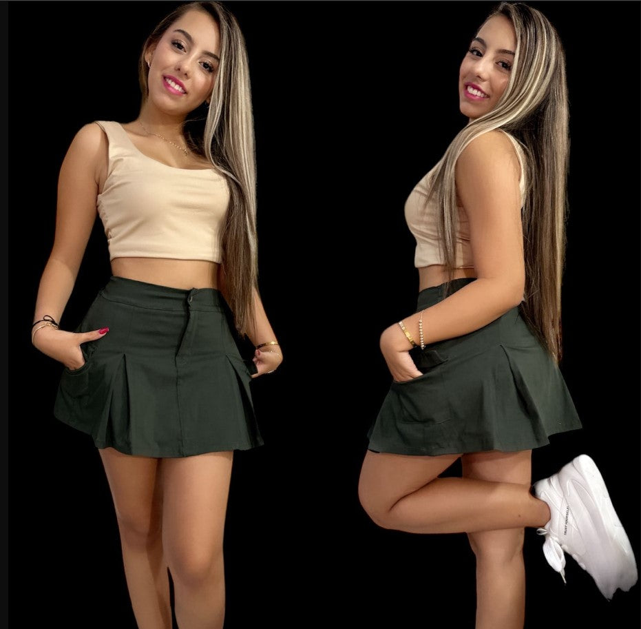 Conjunto falda short  + básica